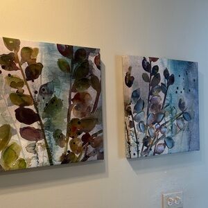 Source Unknown Botanical Canvas Art Set - Green and Blue